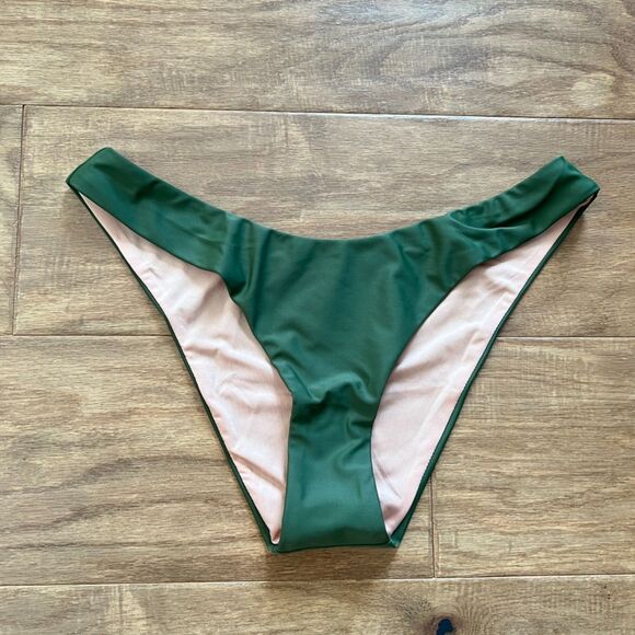 NWT J.Crew Curved-Waist Cheeky Bikini Bottom Size S Dark Green BC125 - Picture 1 of 8